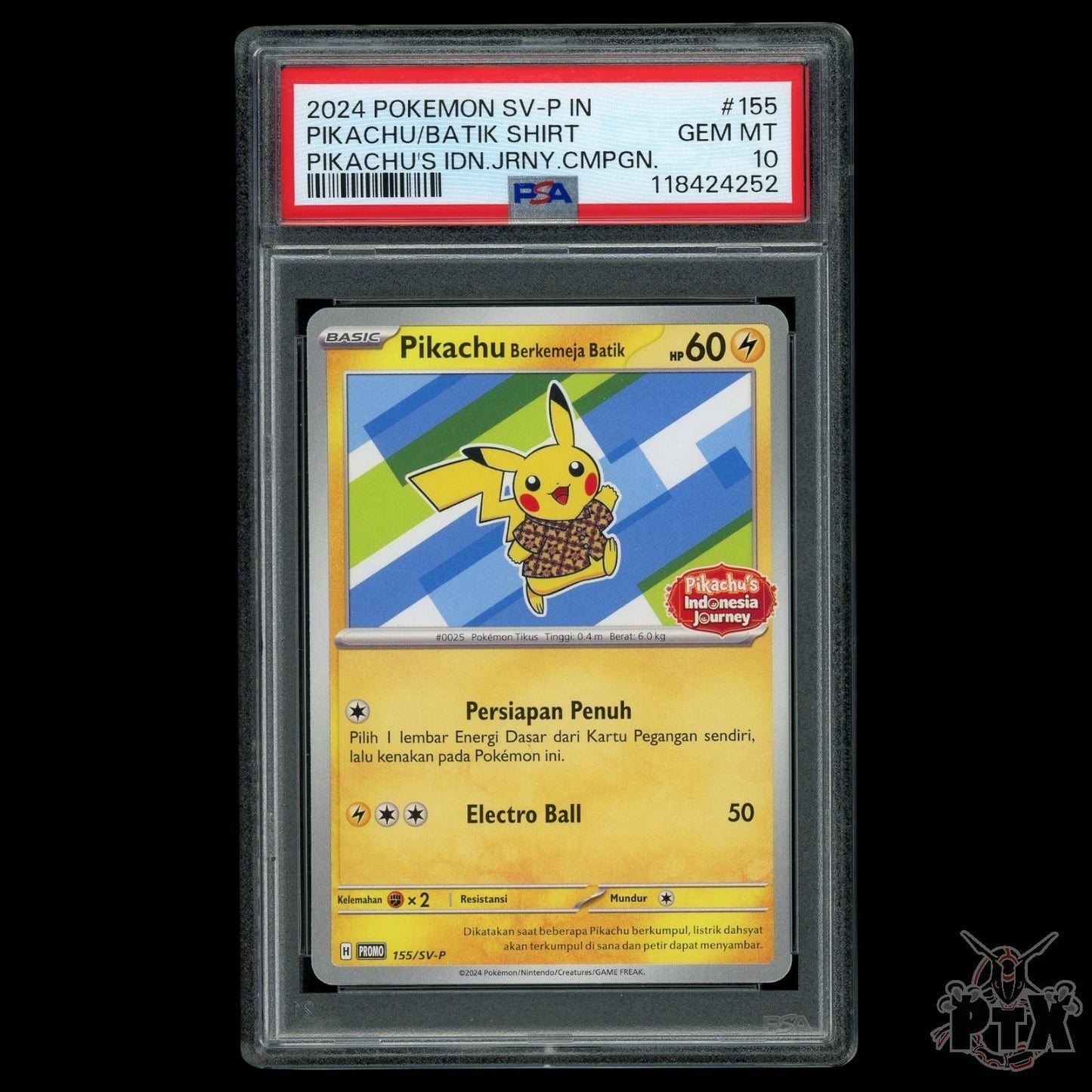 Pikachu Batik #155/SV-P PSA 10 Indonesia Journey Promo Pokemon 2024