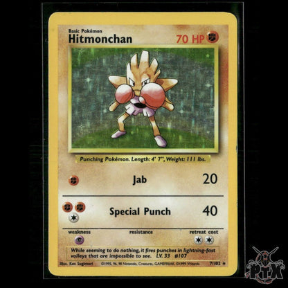 Hitmonchan Holo 7/102 Base Set NM Pokemon
