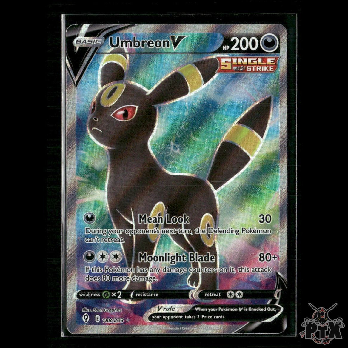 Umbreon V (Full Art) 188/203 SWSH07: Evolving Skies NM Pokemon