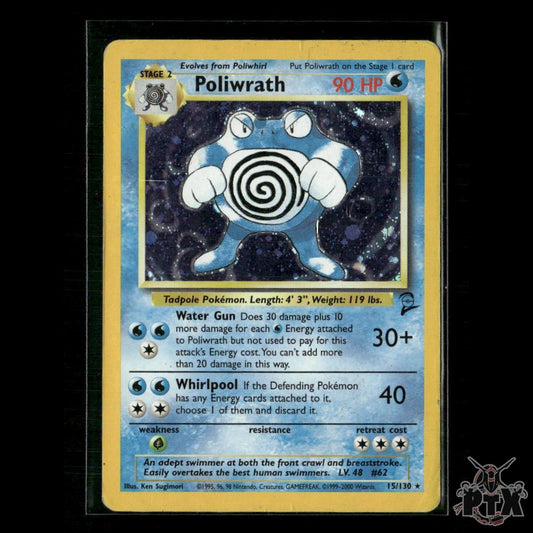 Poliwrath Holo 15/130 Base Set 2 NM Pokemon