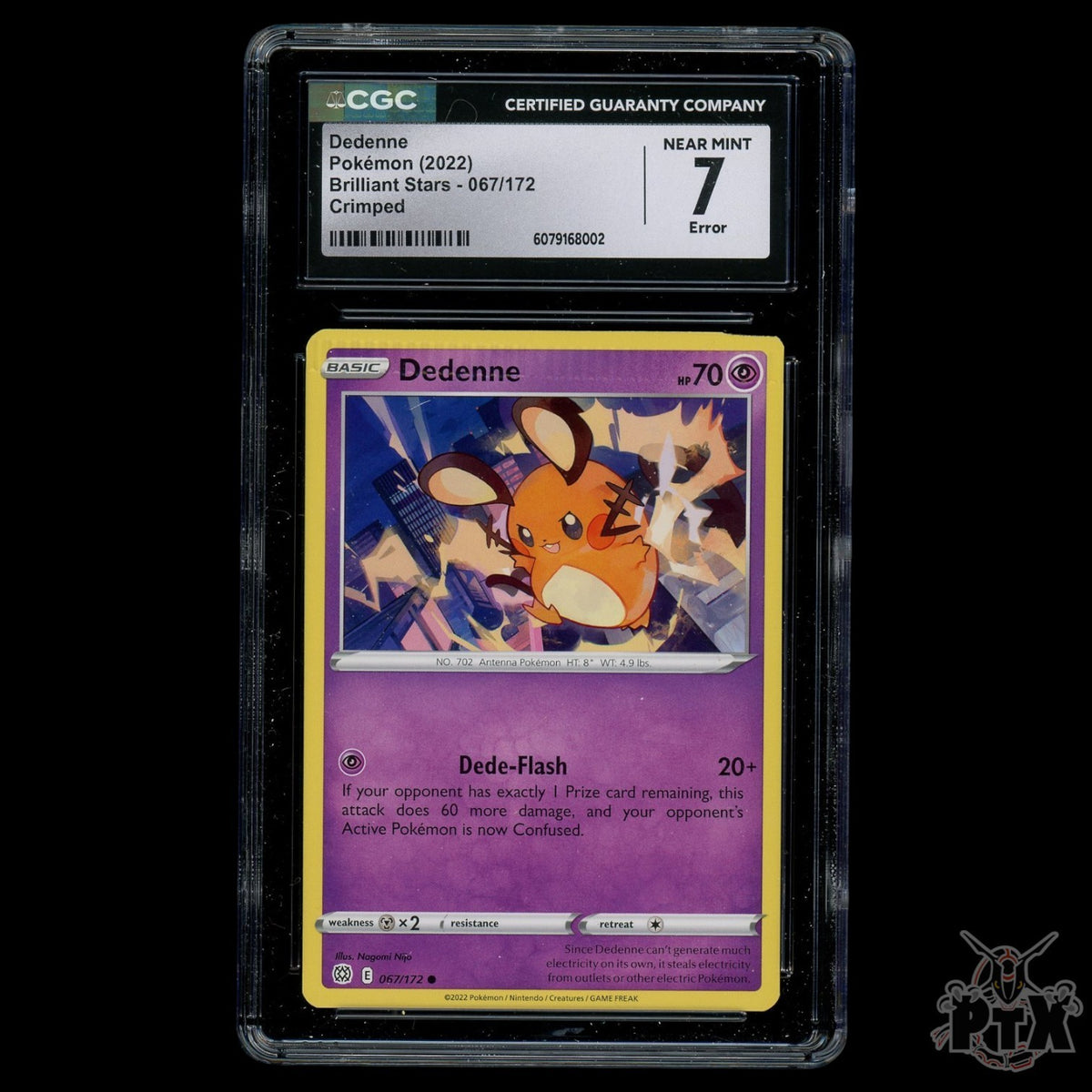 Dedenne 067/172 CGC 7 ERROR CRIMPED Brilliant Stars Pokemon 2022
