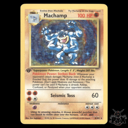 Machamp Holo #8/102 1st Edition Base Set MP/Moderatly Played Pokemon 1999