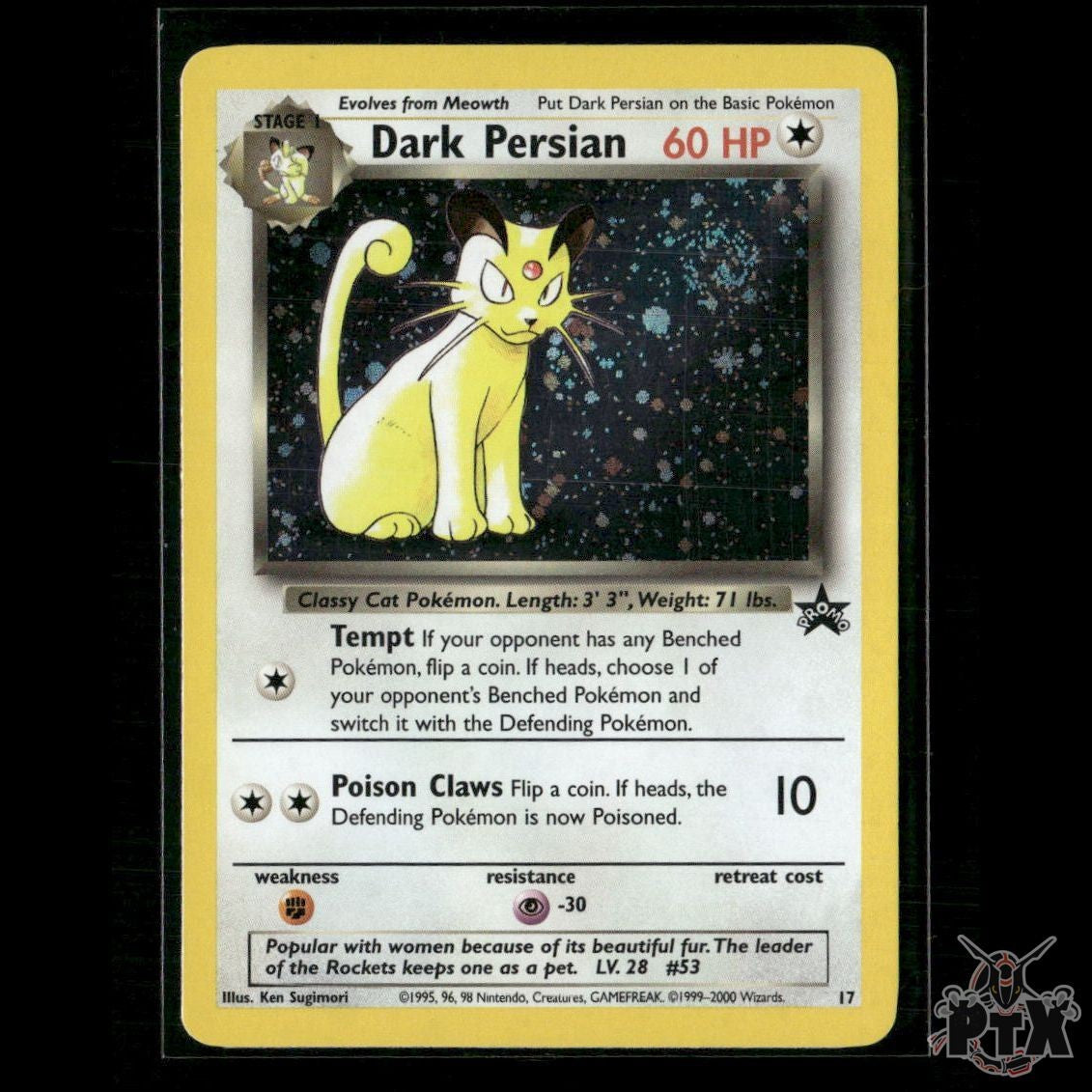 Dark Persian Holo 17/53 WoTC Promo LP/MP Pokemon
