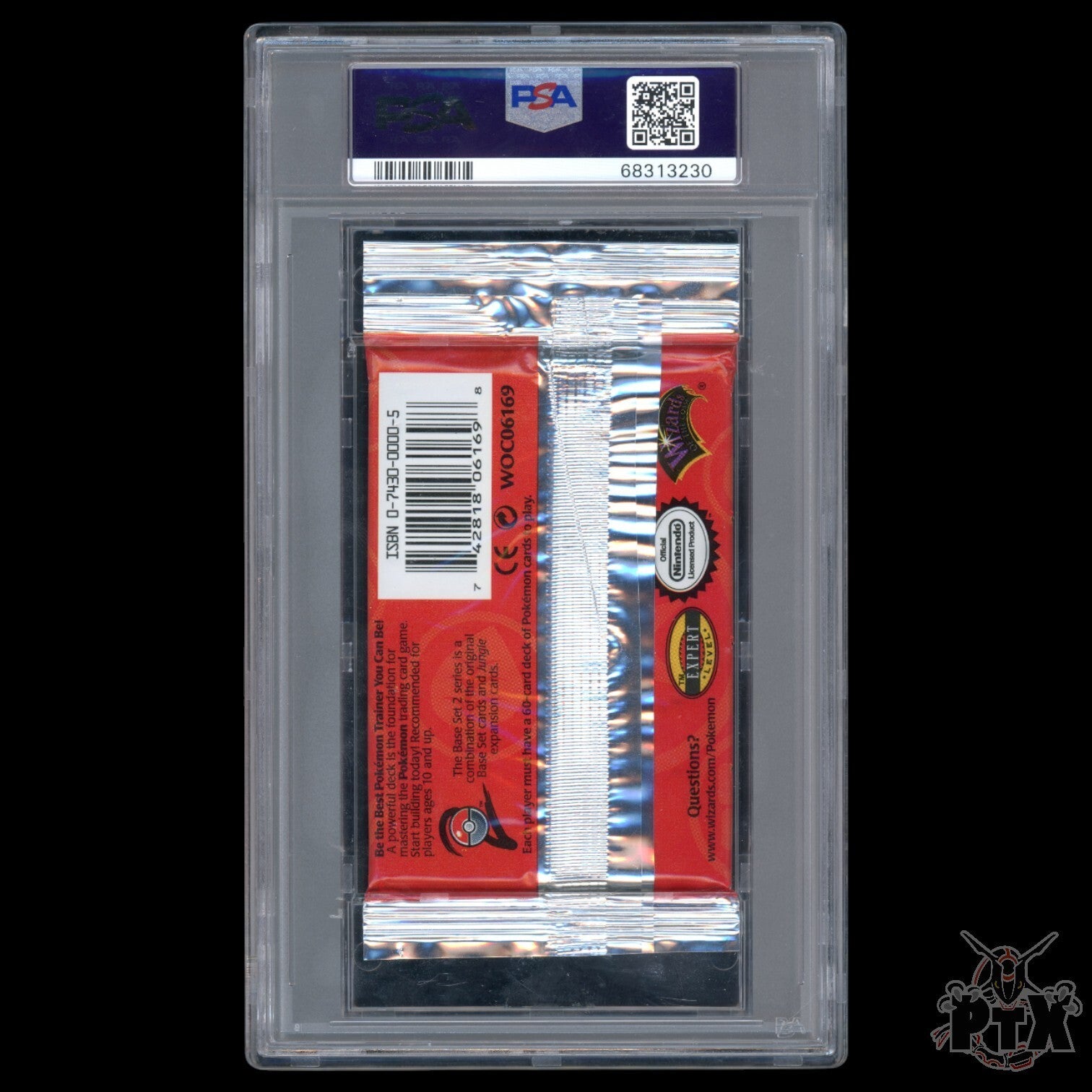 Base Set 2 Booster Pack PSA 8 Long Crimp Mewtwo Art Pokemon 2000
