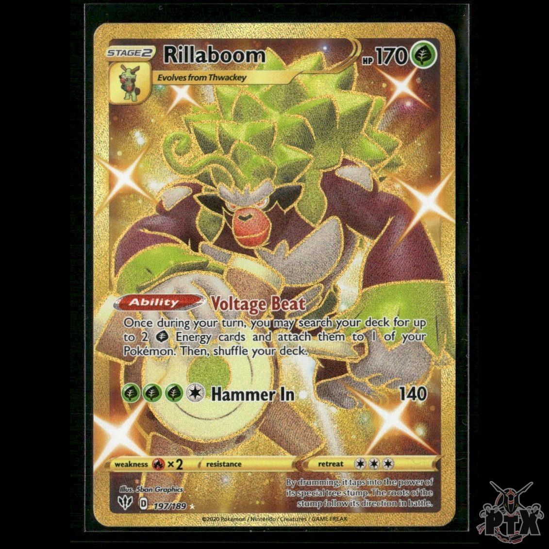 Rillaboom (Secret) 197/189 SWSH03: Darkness Ablaze NM Pokemon 2020