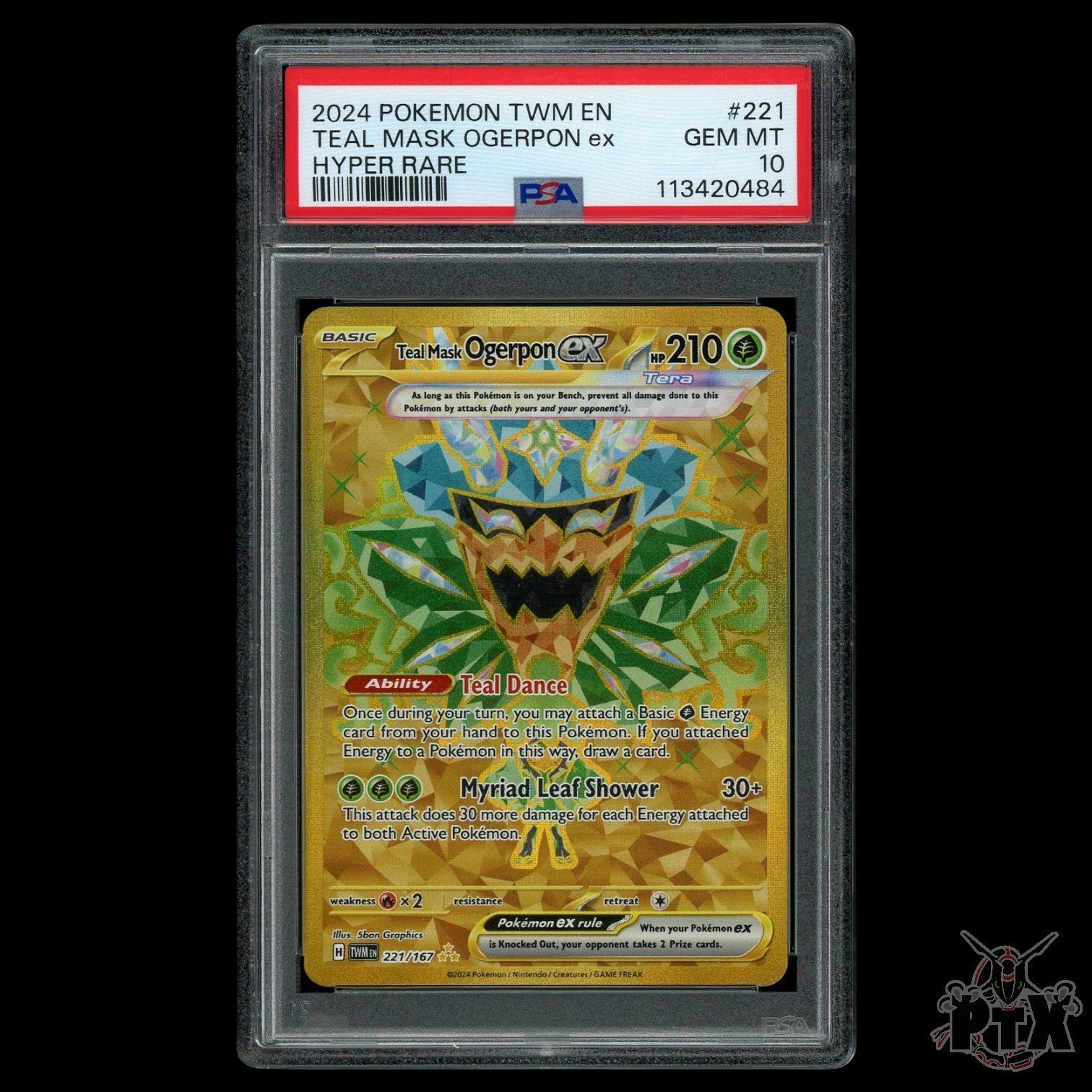 Teal Mask Ogerpon ex #221/167 PSA 10 Twilight Masquerade Pokemon 2024