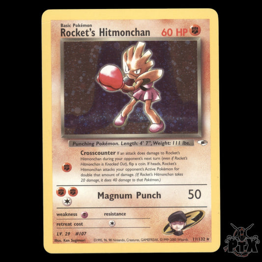 Rocket's Hitmonchan Holo #11/132 Gym Heroes NM/Near Mint (Micro Crease) Pokemon