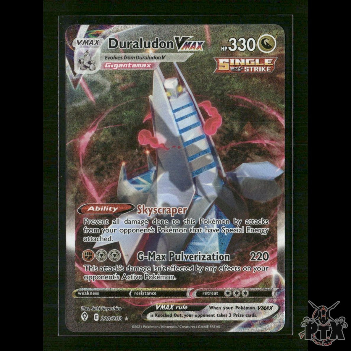 Duraludon VMAX (Alternate Art Secret) 220/203 SWSH07: Evolving Skies NM Pokemon