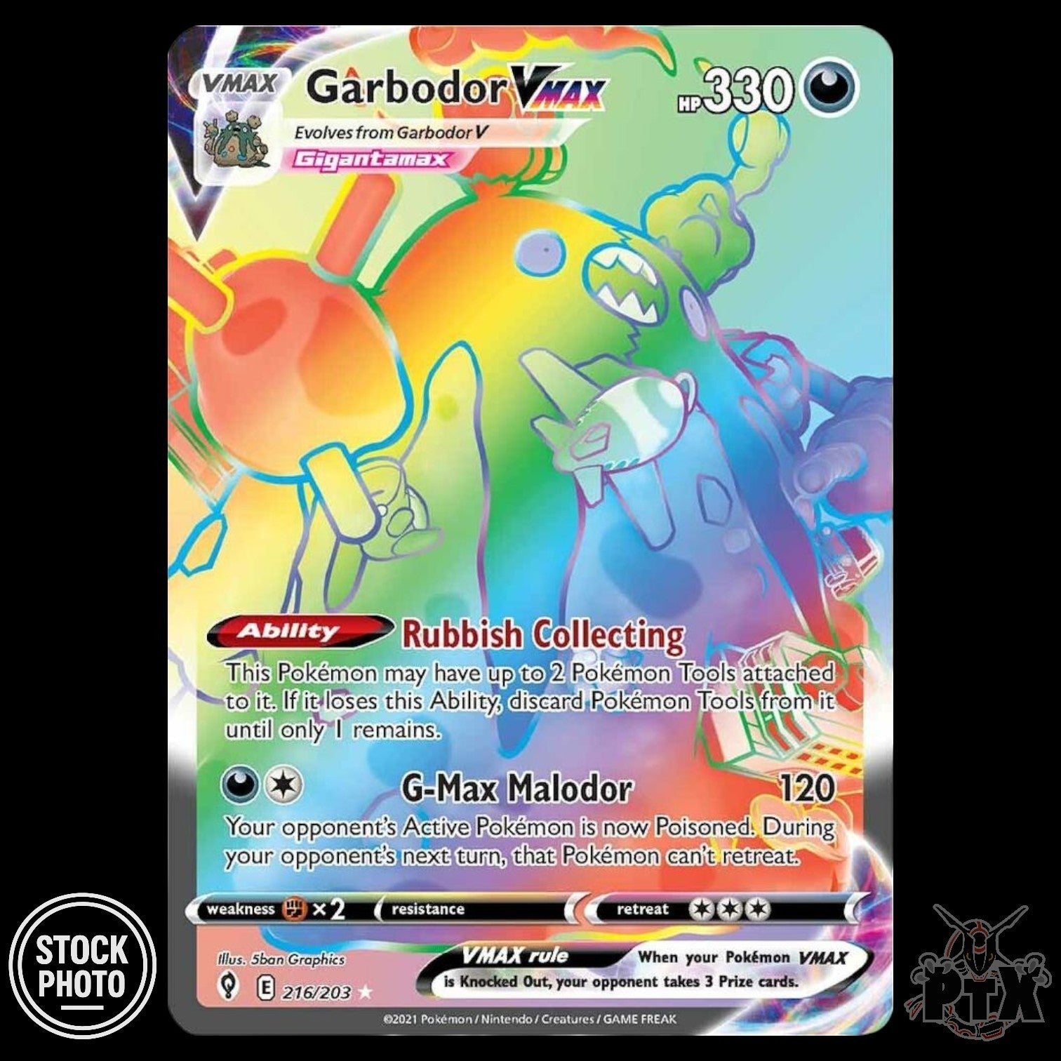 Garbodor VMAX #216/203 Evolving Skies NM/Near Mint Pokemon 2021
