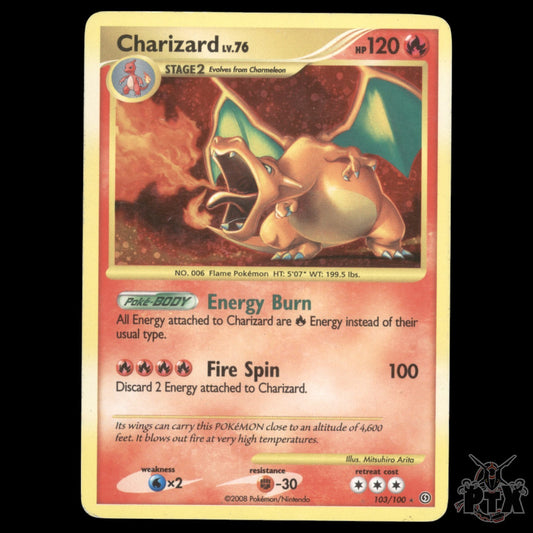 Charizard Holo #103/100 Stormfront DMG/Damaged(Big Pressure Mark) Pokemon 2008