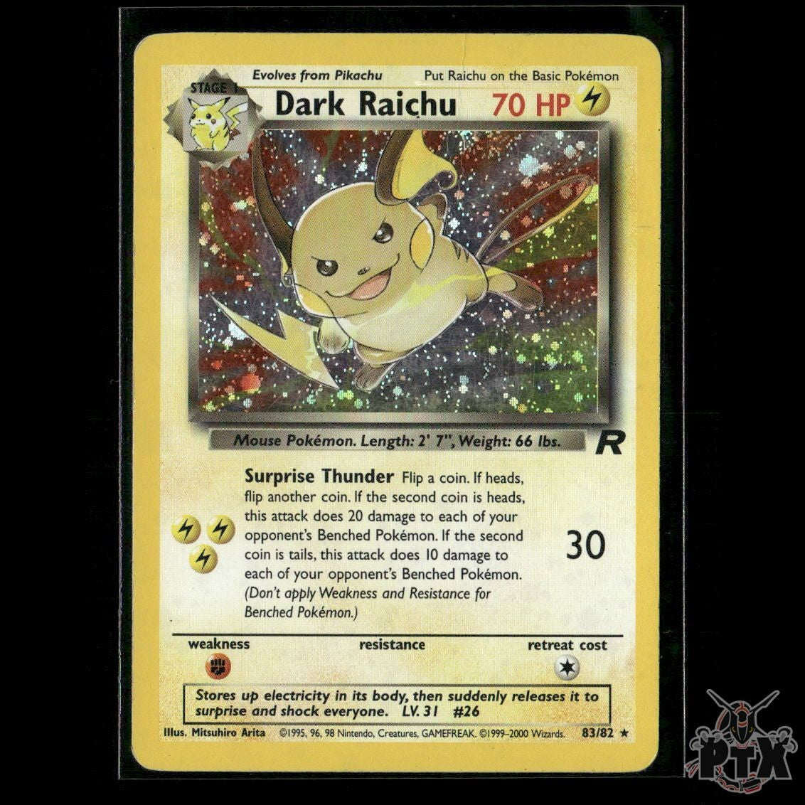 Dark Raichu Holo 83/82 Team Rocket HP Pokemon