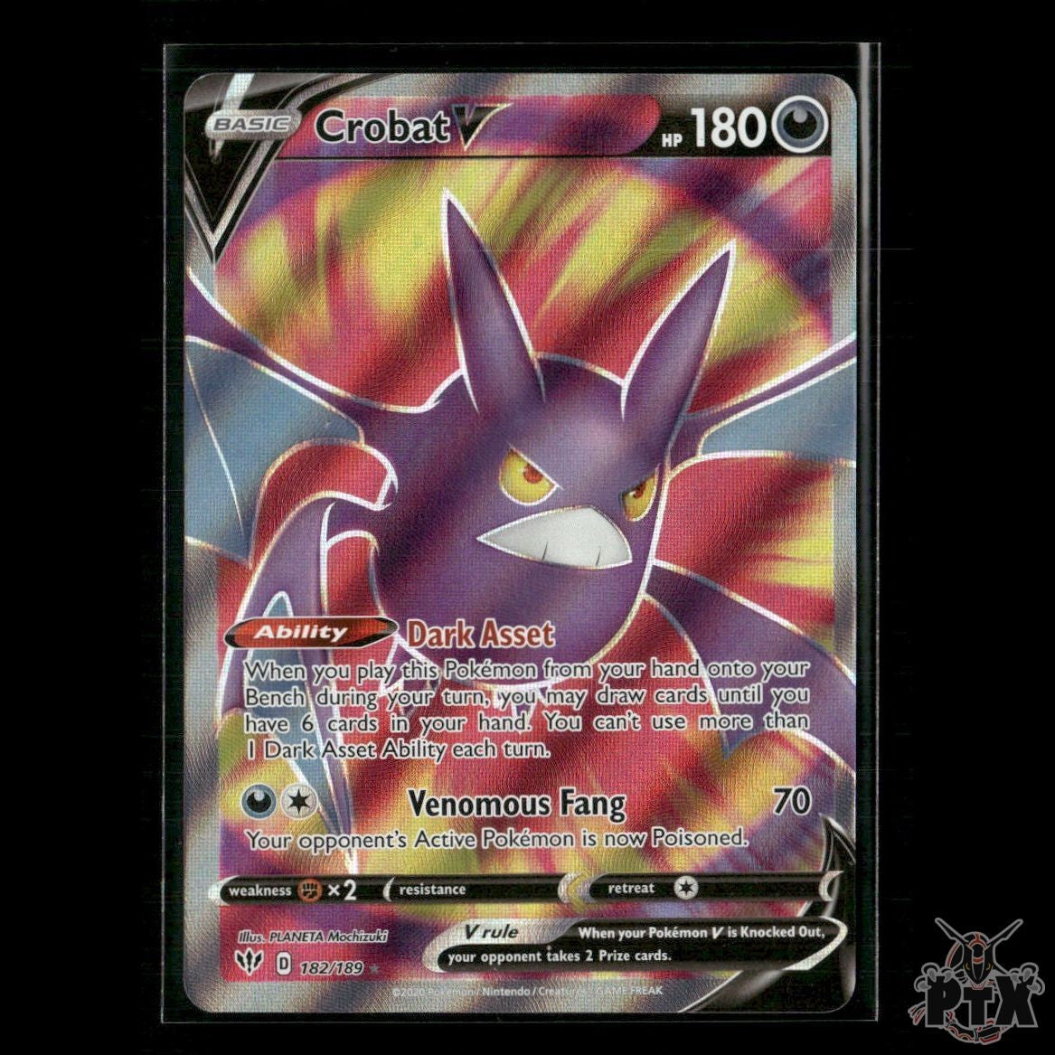 Crobat V (Full Art) 182/189 SWSH03: Darkness Ablaze NM Pokemon