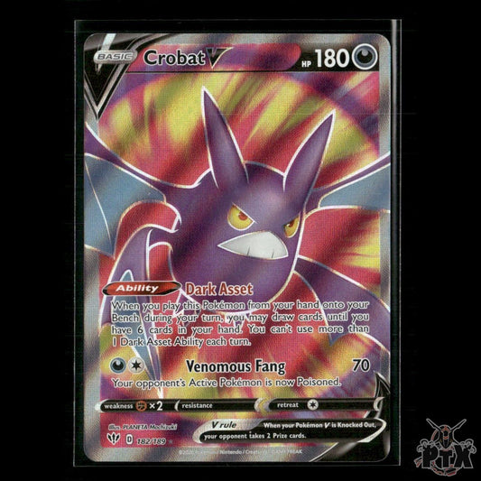 Crobat V (Full Art) 182/189 SWSH03: Darkness Ablaze NM Pokemon