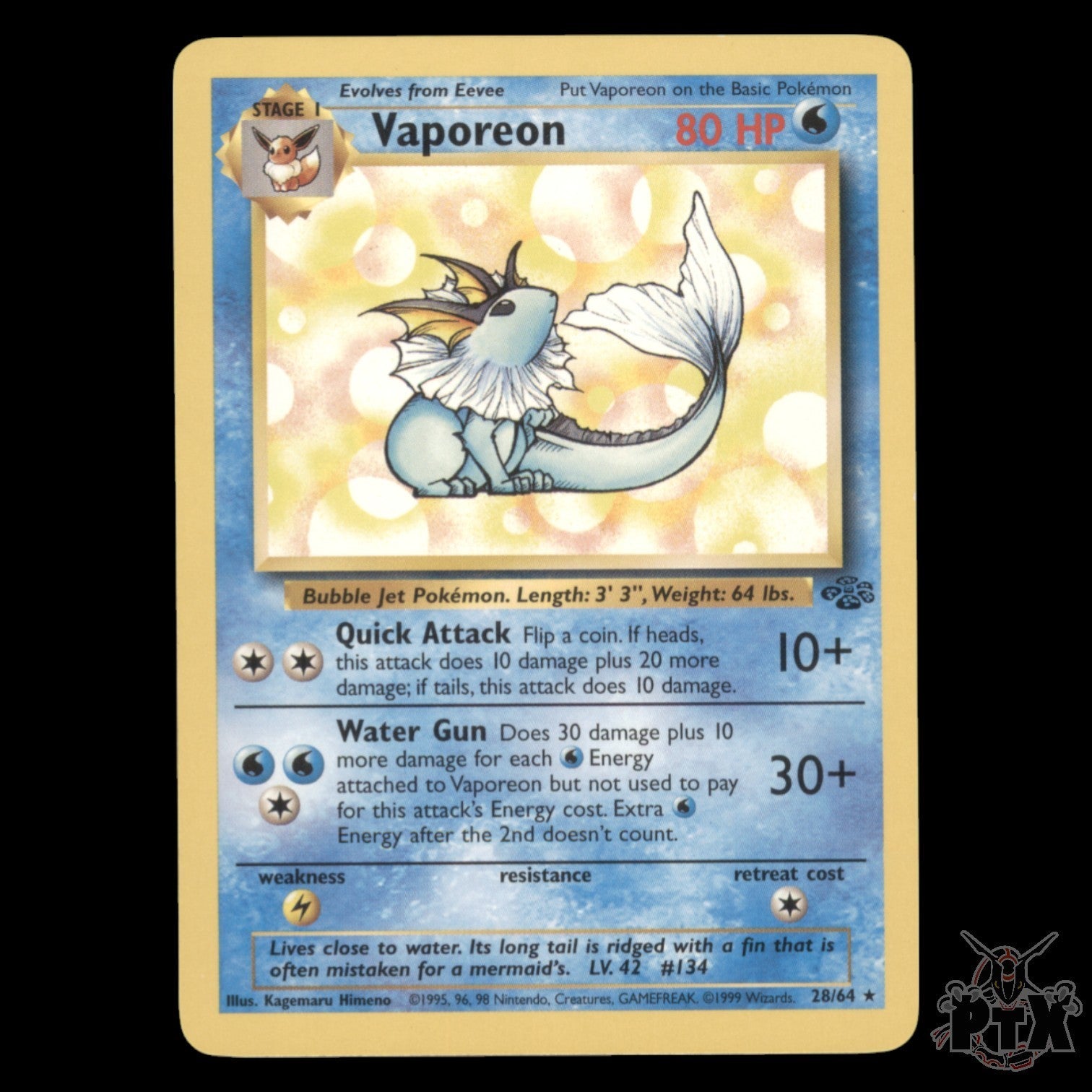 Vaporeon #28/64 Non Holo Jungle NM/Near Mint Pokemon 1999