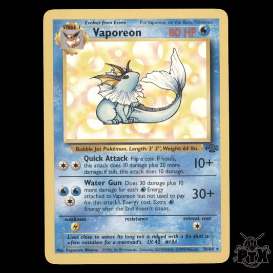 Vaporeon #28/64 Non Holo Jungle NM/Near Mint Pokemon 1999