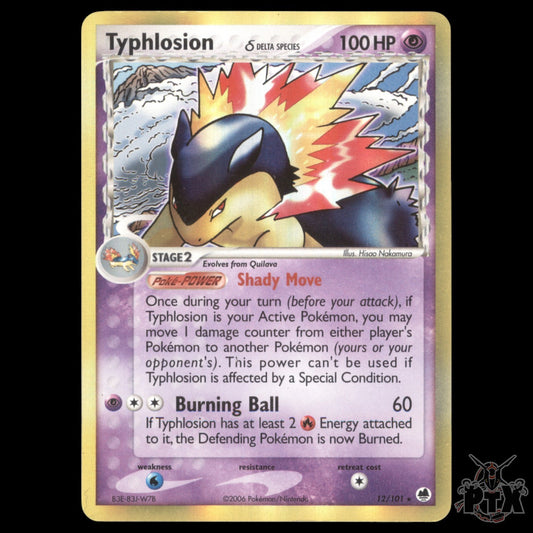 Typhlosion Holo #12/101 EX Dragon Frontiers MP(Creased) Pokemon 2006