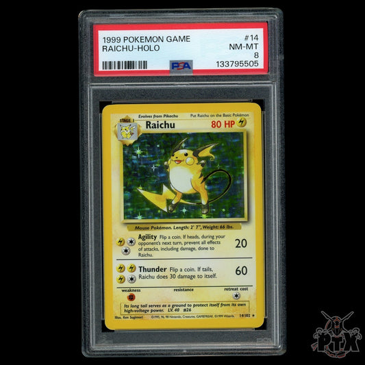 Raichu Holo #14/102 PSA 8 Base Set Pokemon 1999