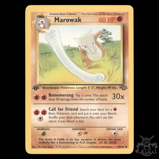Marowak #39/64 1st Edition Jungle LP/Lightly Played Pokemon 1999