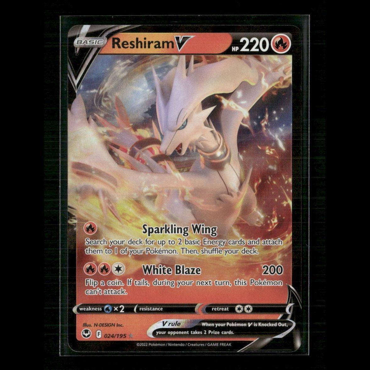Reshiram V 024/195 SWSH12: Silver Tempest NM Pokemon