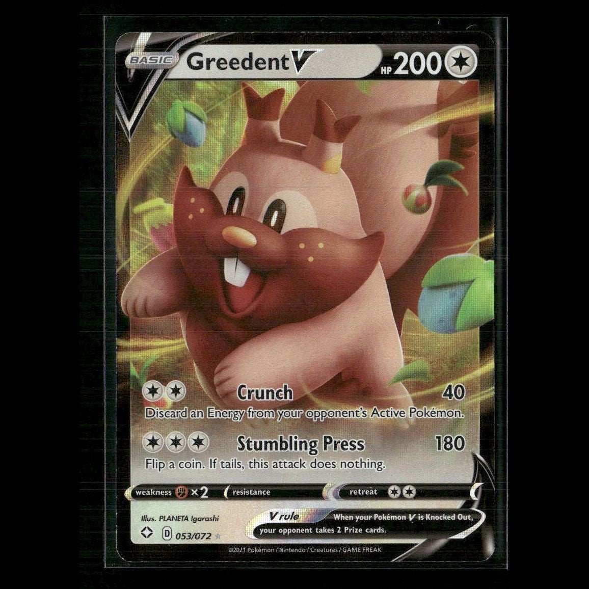 Greedent V 053/072 Shining Fates NM Pokemon