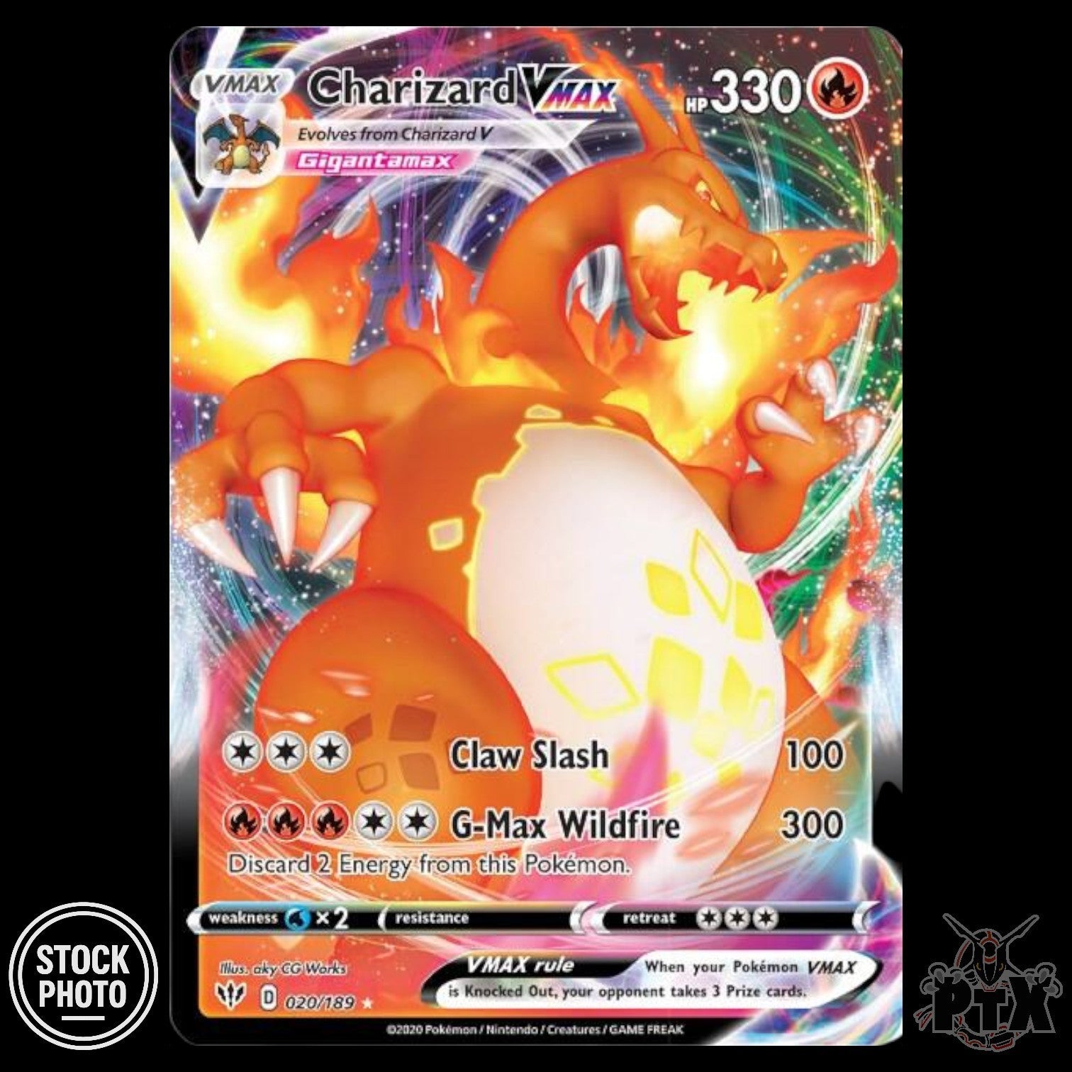 Charizard VMAX #020/189 Darkness Ablaze NM/Near Mint Pokemon 2020