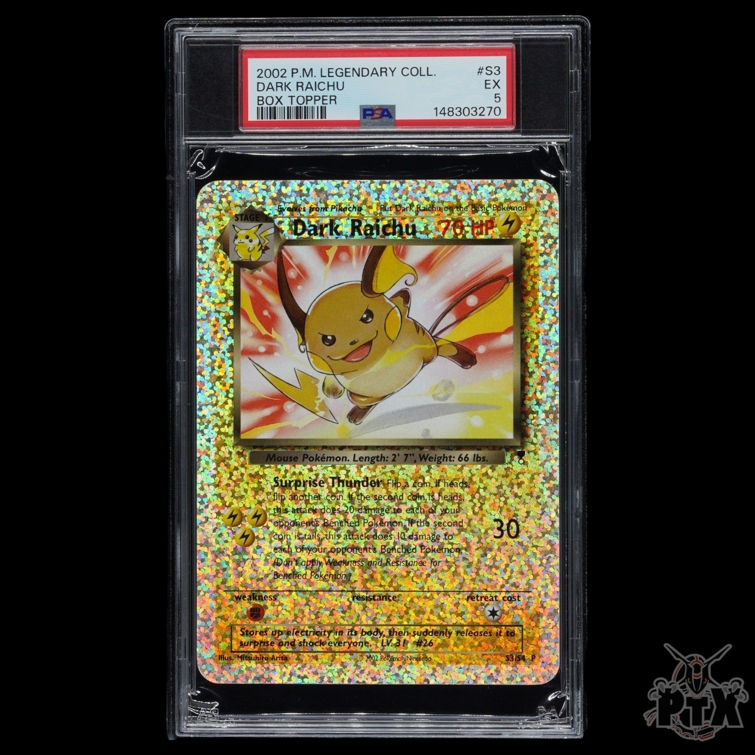 Dark Raichu Reverse Holo S3 PSA 5 Legendary Collection Box Topper Pokemon