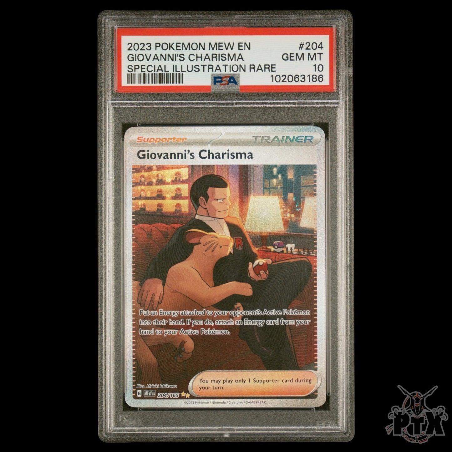 Giovanni's Charisma 204/165 PSA 10 MEW 151 Pokemon 2023
