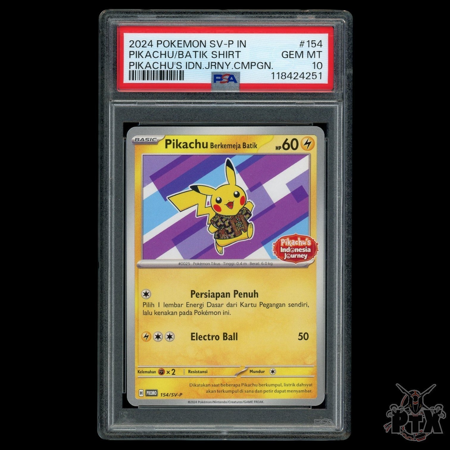 Pikachu Batik #154/SV-P PSA 10 Indonesia Journey Promo Pokemon 2024