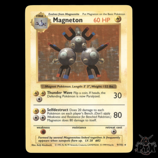 Magneton Holo #9/102 Base Set Shadowless MP/Moderatly Played Pokemon 1999