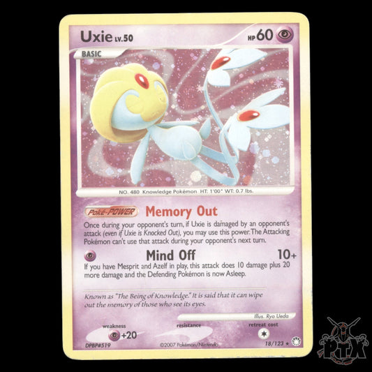 Uxie Holo #18/123 Mysterious Treasures MP/Moderatly Played Pokemon 2007