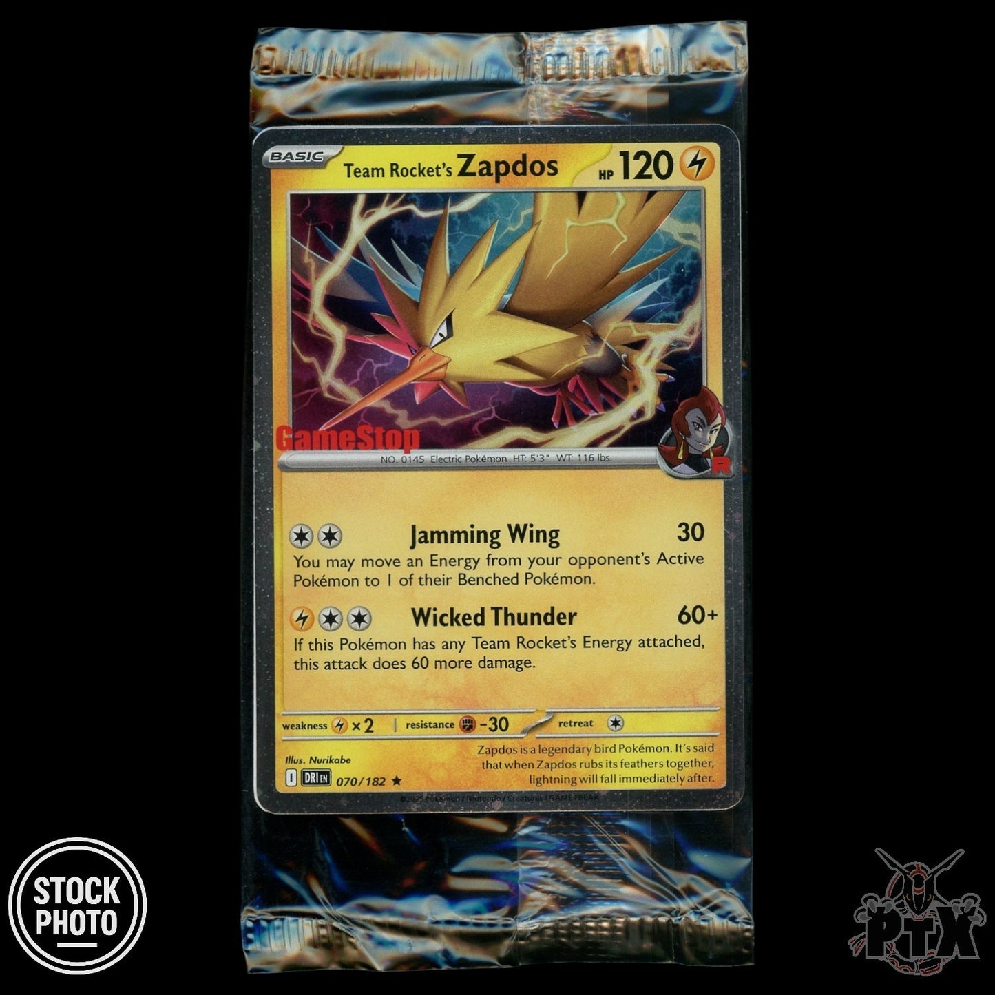 Team Rocket's Zapdos #070/182 Gamestop Promo Sealed Pokemon 2025