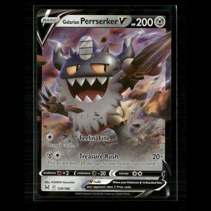 Galarian Perrserker V 129/196 SWSH11: Lost Origin NM Pokemon