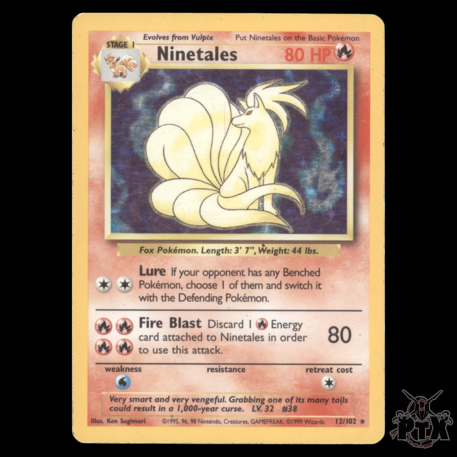 Ninetales #12/102 Base Set MP/Moderately Played Pokemon 1999