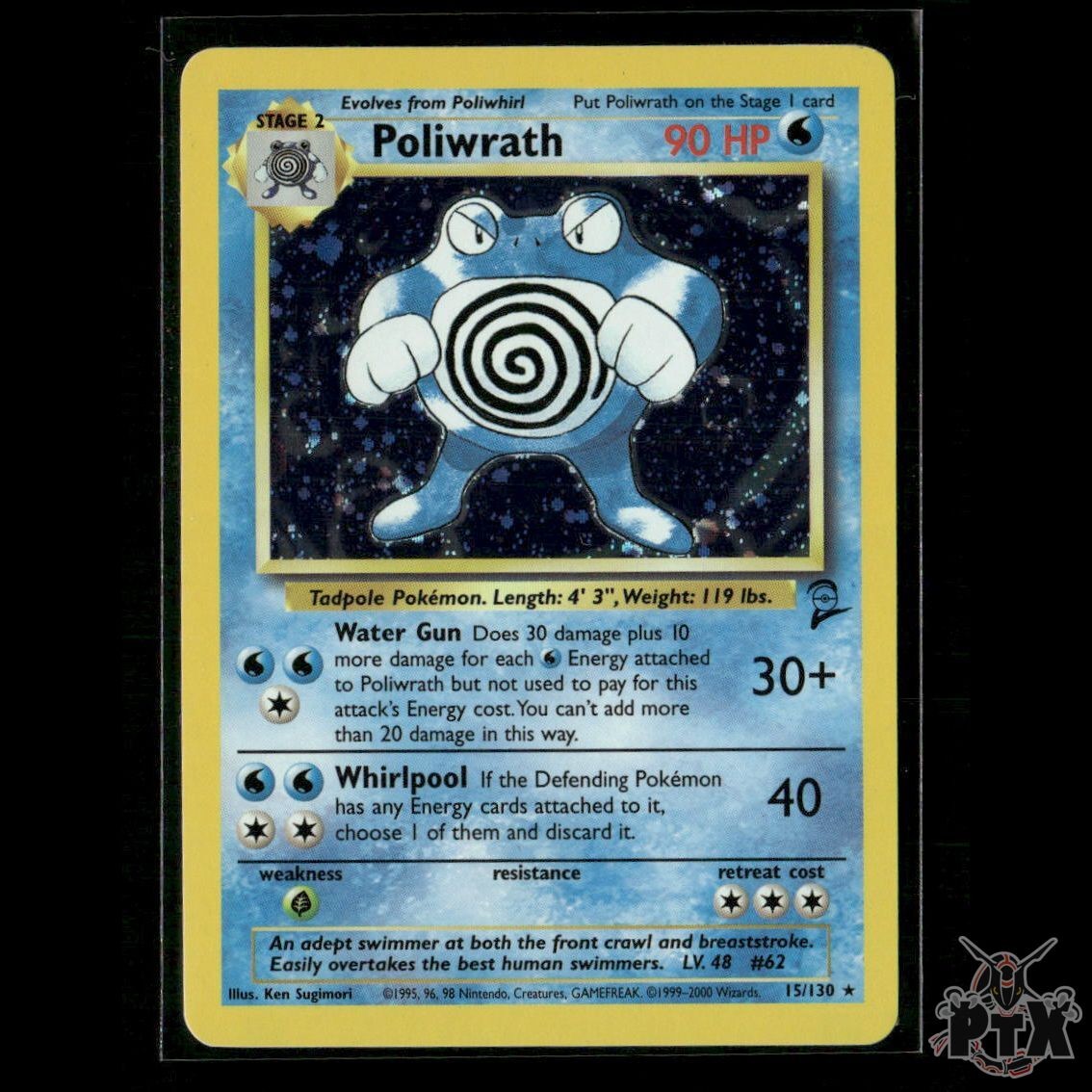 Poliwrath Holo 15/130 Base Set 2 NM Pokemon