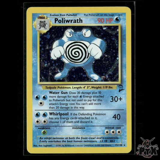 Poliwrath Holo 15/130 Base Set 2 NM Pokemon