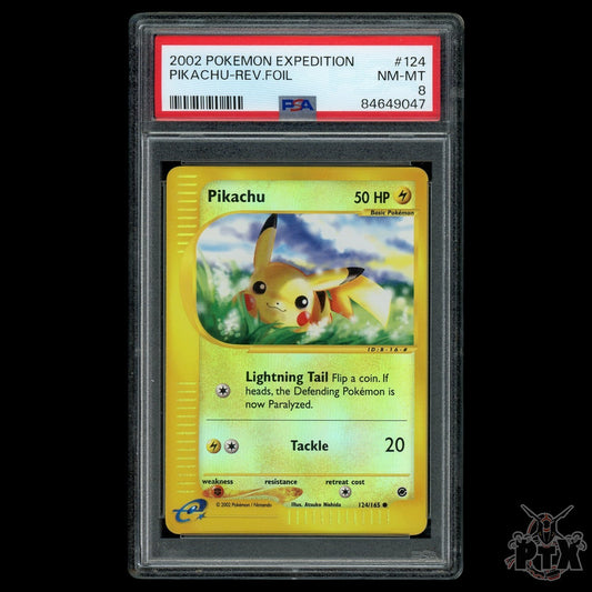 Pikachu Reverse Holo #124/165 PSA 8 Expedition Base Set Pokemon 2002