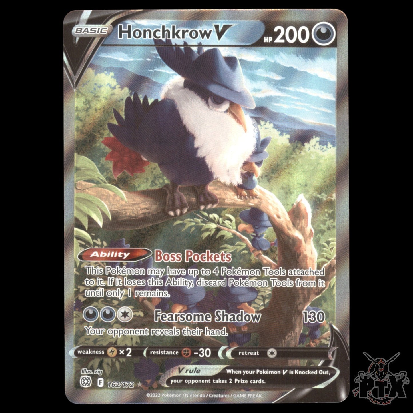 Honchkrow V #162/172 Brilliant Stars NM/Near Mint Pokemon 2022