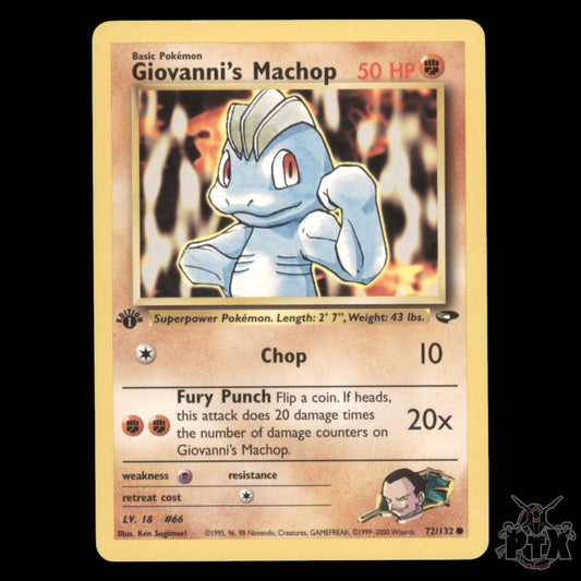 Giovanni's Machop 1st Edition #72/132 Gym Challenge NM/Near Mint Pokemon 2000