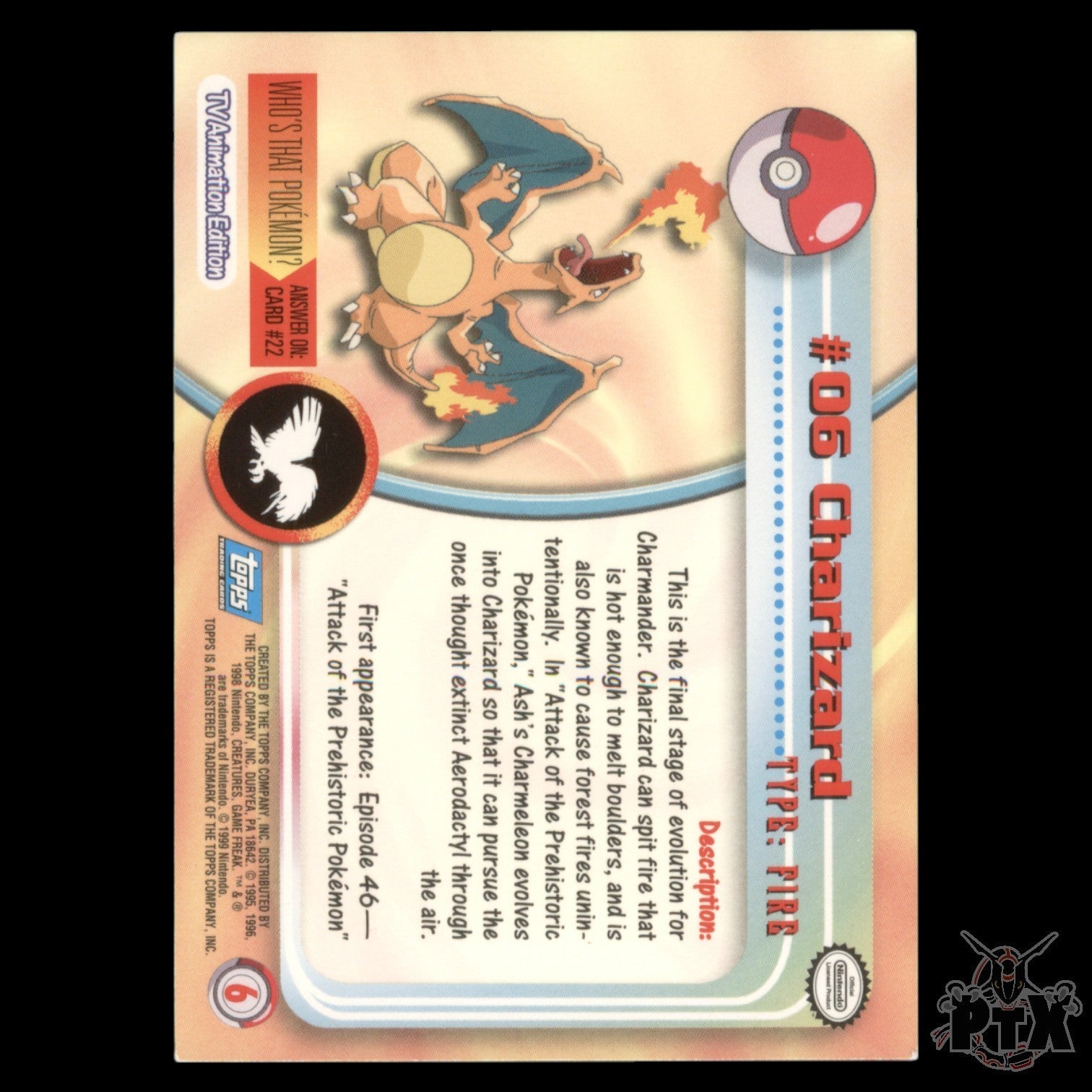 Topps Charizard #06 Foil Series 1 Pokemon 2000