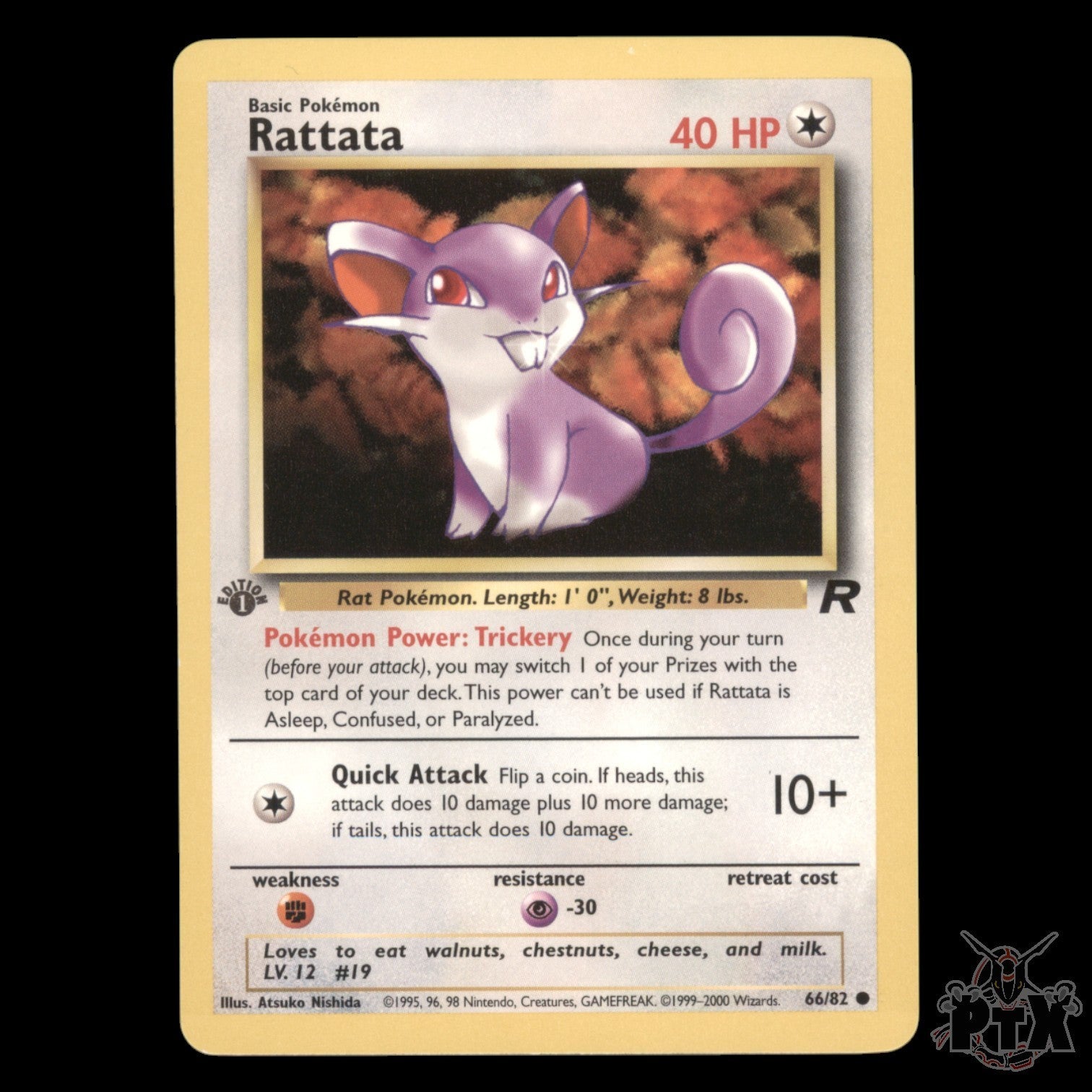 Rattata #66/82 1st Edition Team Rocket LP/Lightly Played Pokemon 2000