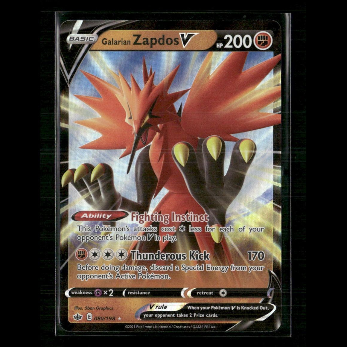 Galarian Zapdos V 080/198 SWSH06: Chilling Reign NM Pokemon