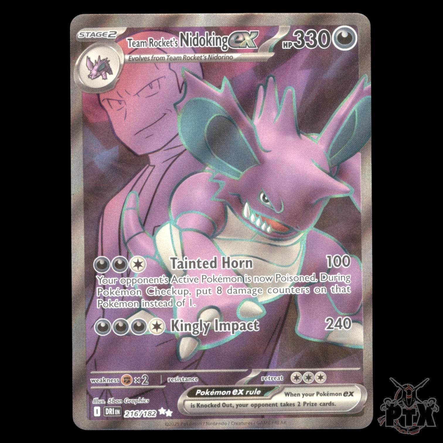 Team Rocket's Nidoking ex #216/182 Destined Rivals  NM/Near Mint Pokémon 2025