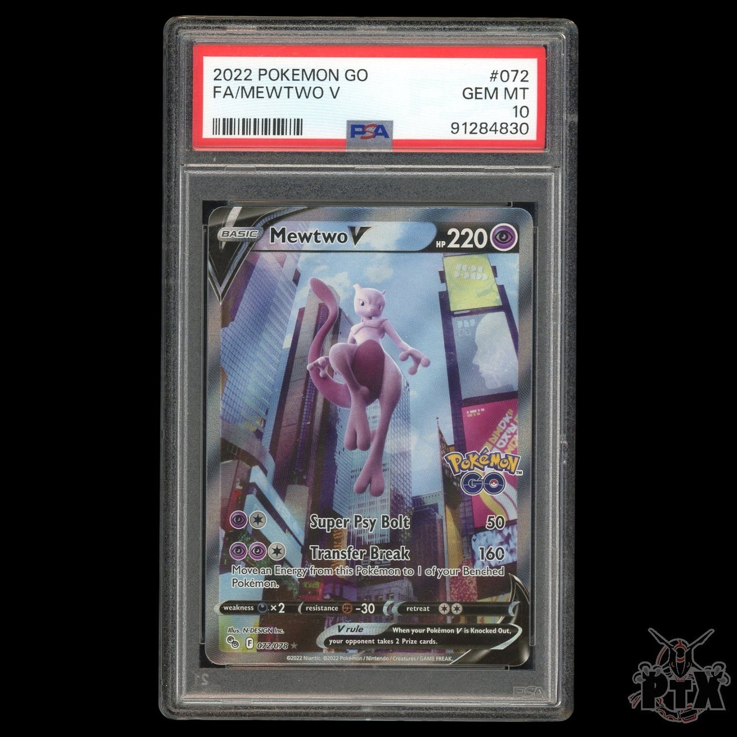 Mewtwo V 072/078 PSA 10 Pokemon GO 2022