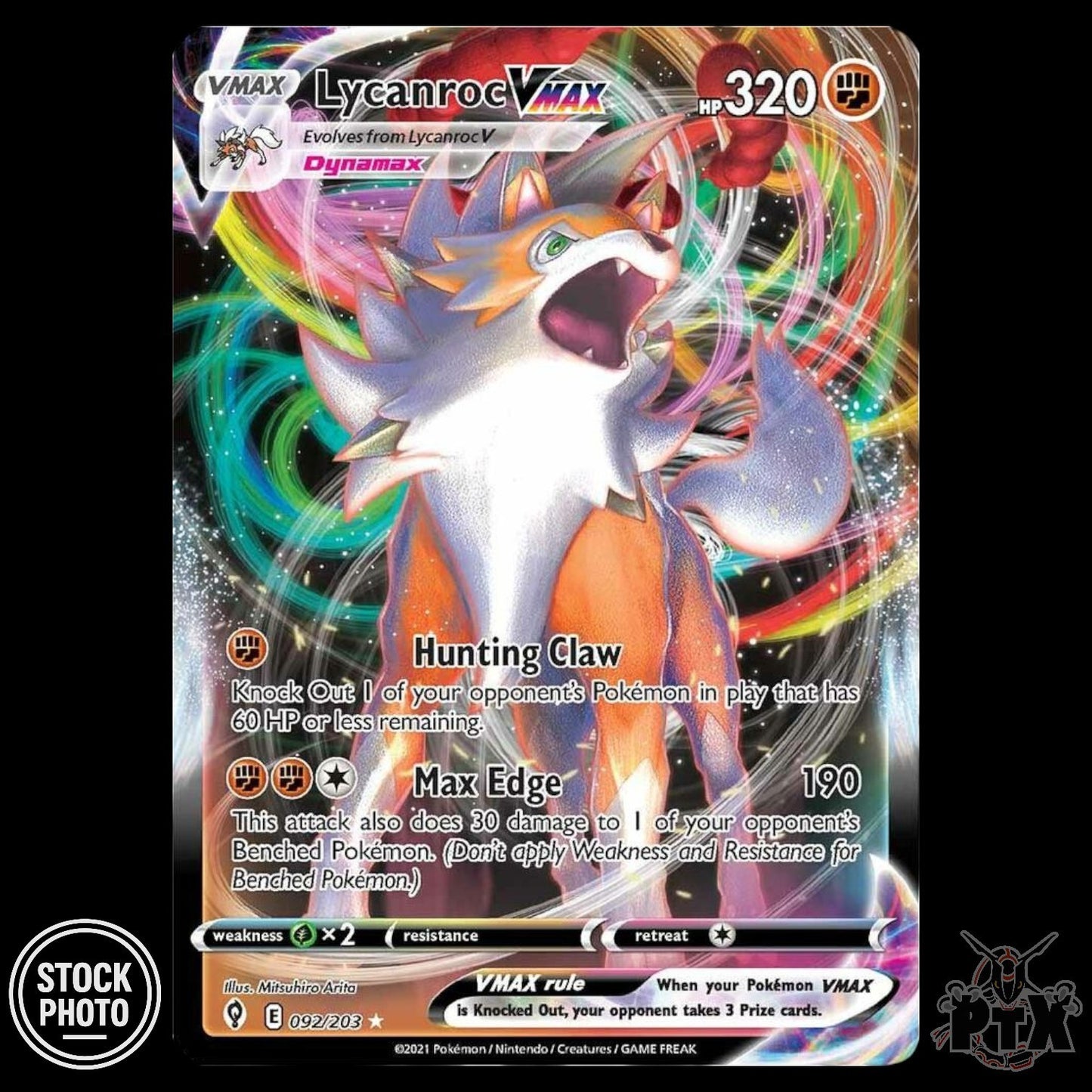 Lycanroc VMAX #092/203 Evolving Skies NM/Near Mint Pokemon 2021