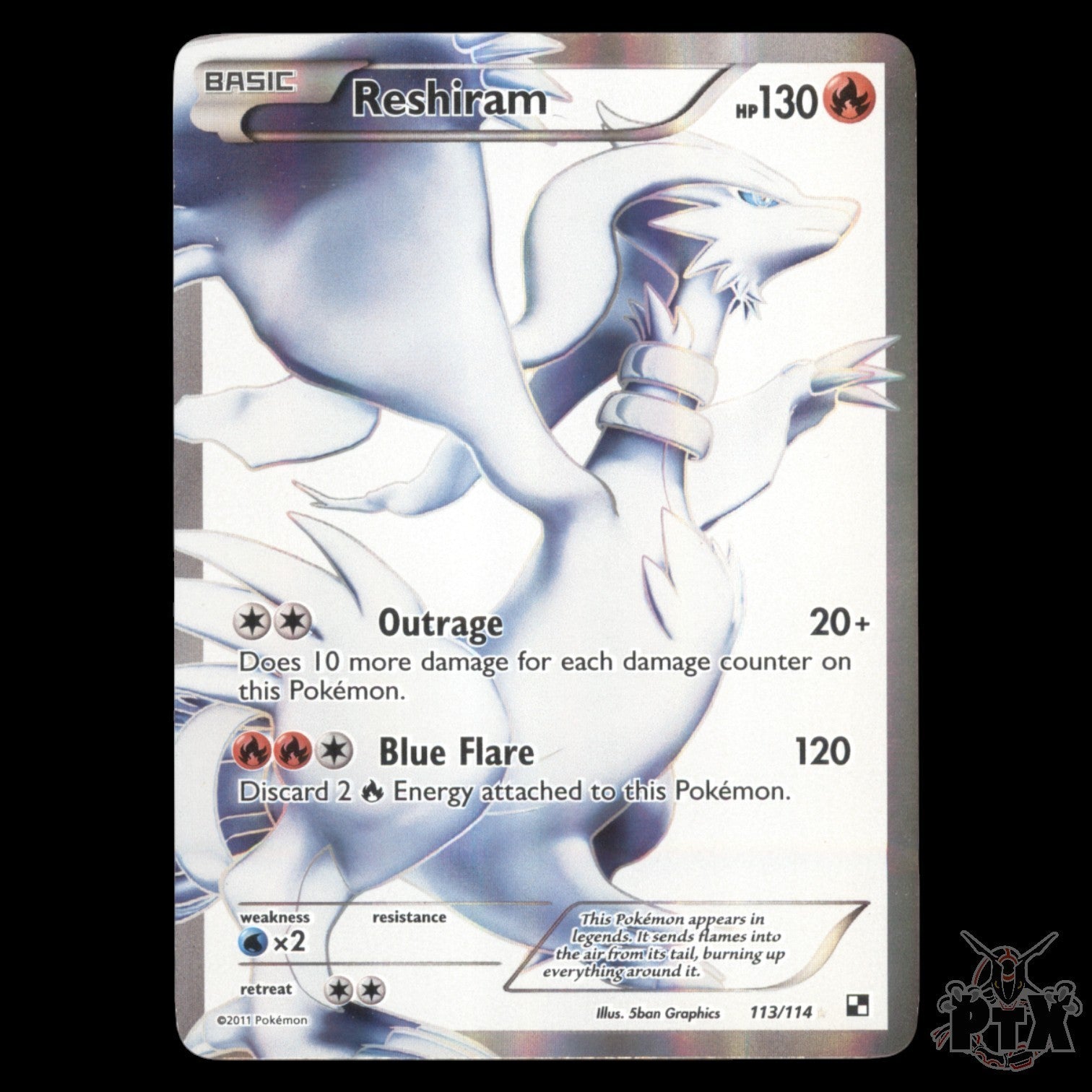 Reshiram #113/114 Black & White Base NM/LP Pokemon 2011