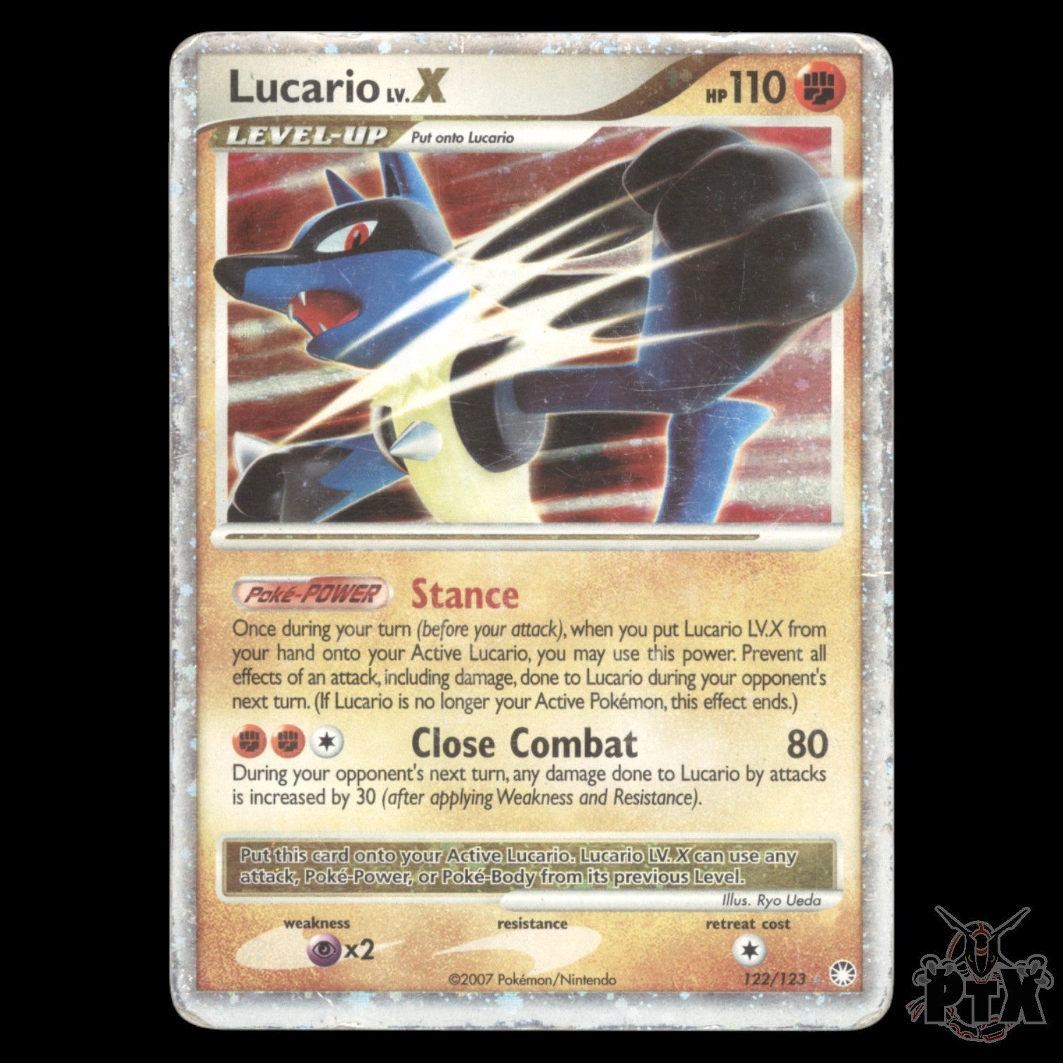 Lucario LV.X #122/123 Mysterious Treasures HP/Heavily Played Pokemon 2007