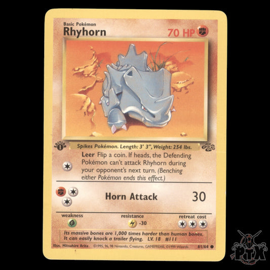 Rhyhorn #61/64 1st Edition Jungle DMG/Damaged Pokemon 1999