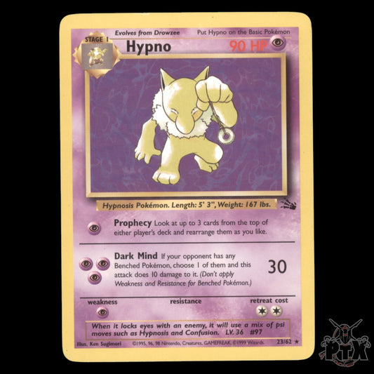 Hypno #23/62 Fossil LP/Lightly Played Pokemon 1999