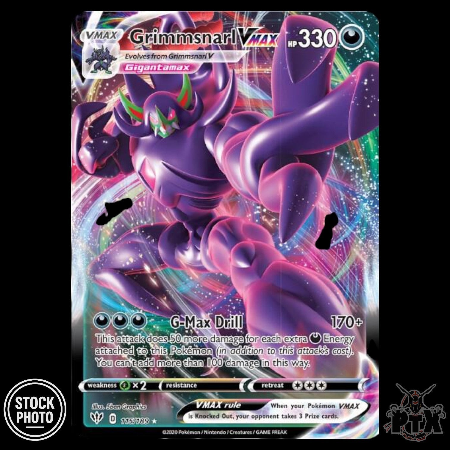 Grimmsnarl VMAX #115/189 Darkness Ablaze NM/Near Mint Pokemon 2020