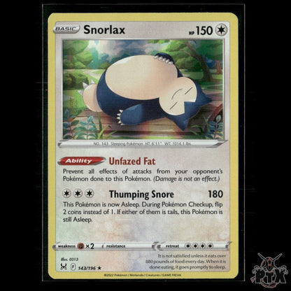 Snorlax 143/196 SWSH11: Lost Origin NM Pokemon